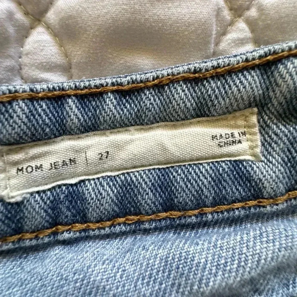 Pacsun Mom Jeans Two Tone Side Stripe Raw Hem Denim Cropped  Jeans Size 27 - Picture 9 of 11